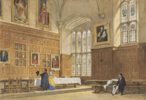 Veduta della sala da pranzo nel Magdalen College, Oxford da Joseph Nash